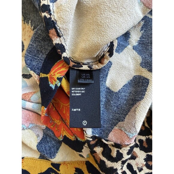 Free People Size S Wild Nights Duster Open Front Floral Print Leopard Trim Boho - Picture 8 of 13